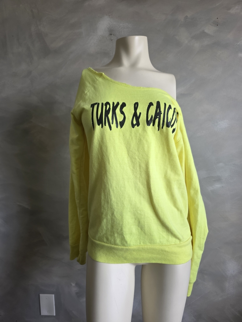 Vtg Neon Highlighter Green Lagaci Off The Shoulder ' Turks & Caicos' Women Top L